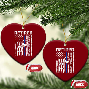 Police Retirement Ceramic Ornament Retired Not My Problem Anymore Handcuffs US Flag Retired Police Graphic TS10 Print Your Wear