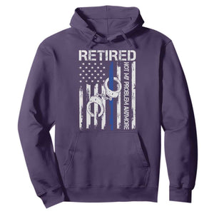 Police Retirement Hoodie Retired Not My Problem Anymore Handcuffs US Flag Retired Police Graphic TS10 Purple Print Your Wear