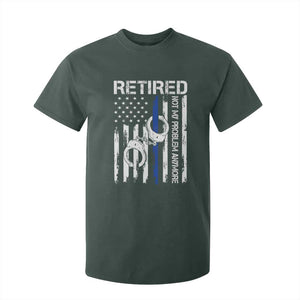 Police Retirement T Shirt For Kid Retired Not My Problem Anymore Handcuffs US Flag Retired Police Graphic TS10 Dark Forest Green Print Your Wear