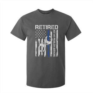 Police Retirement T Shirt For Kid Retired Not My Problem Anymore Handcuffs US Flag Retired Police Graphic TS10 Dark Heather Print Your Wear