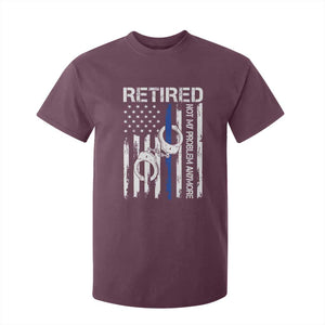 Police Retirement T Shirt For Kid Retired Not My Problem Anymore Handcuffs US Flag Retired Police Graphic TS10 Maroon Print Your Wear