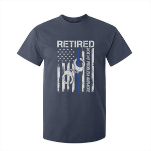 Police Retirement T Shirt For Kid Retired Not My Problem Anymore Handcuffs US Flag Retired Police Graphic TS10 Navy Print Your Wear