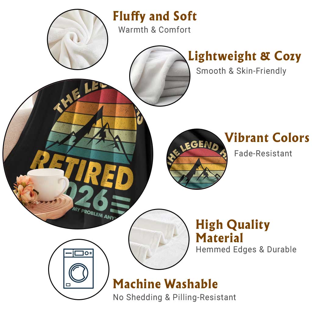 Retired 2026 Not My Problem Anymore Throw Blanket Vintage Retirement Gift
