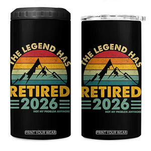 Retired 2026 Not My Problem Anymore 4 in 1 Can Cooler Tumbler Vintage Retirement Gift