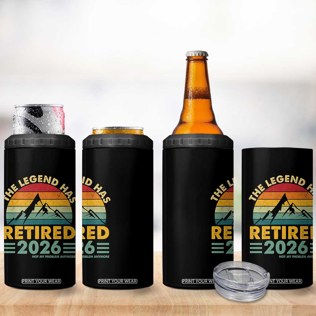 Retired 2026 Not My Problem Anymore 4 in 1 Can Cooler Tumbler Vintage Retirement Gift