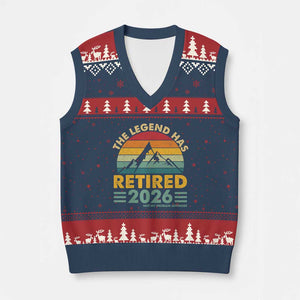 Retired 2026 Not My Problem Anymore V-Neck Knit Sweater Vest Vintage Retirement Gift TS10 Navy Red Print Your Wear