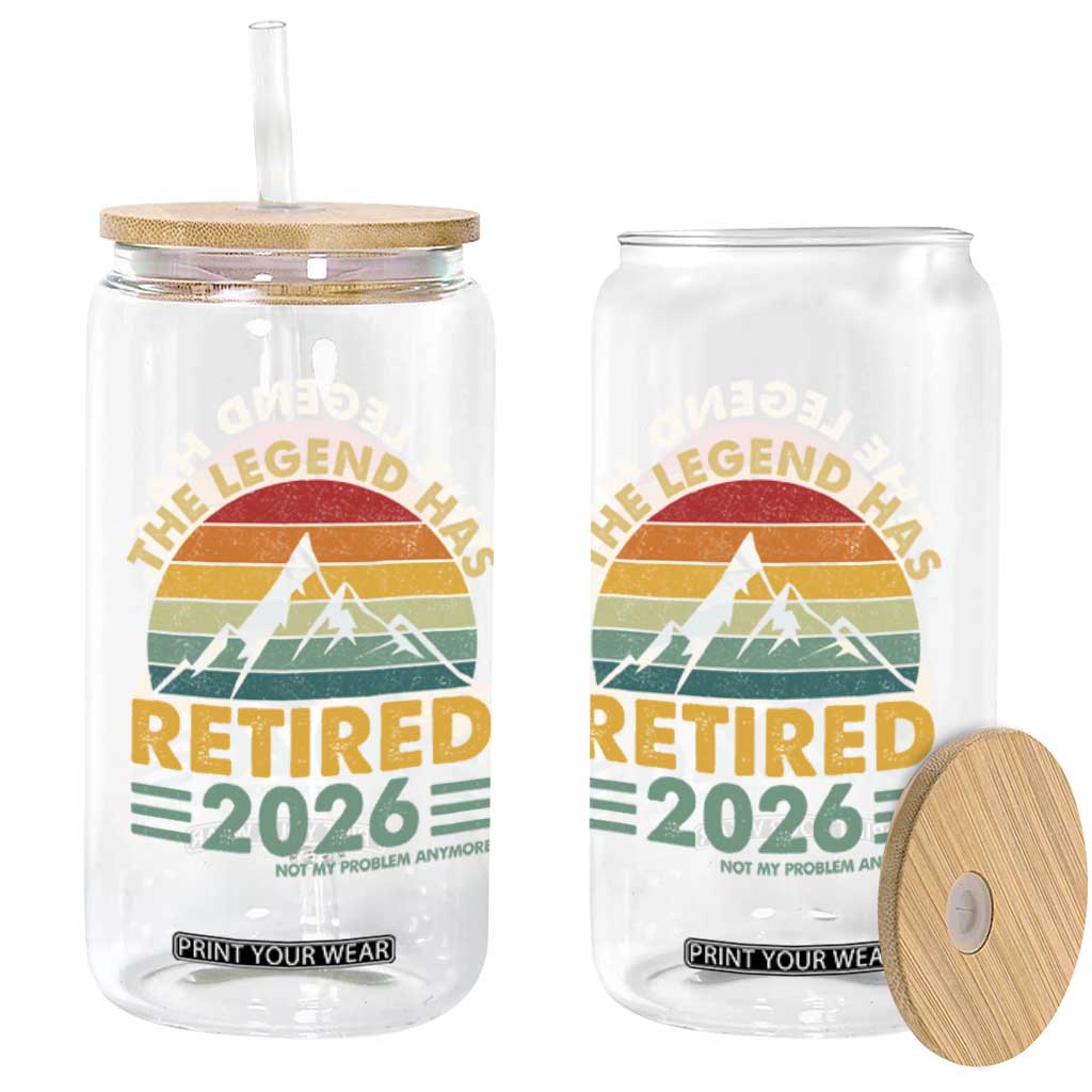 Retired 2026 Not My Problem Anymore Glass Can Vintage Retirement Gift