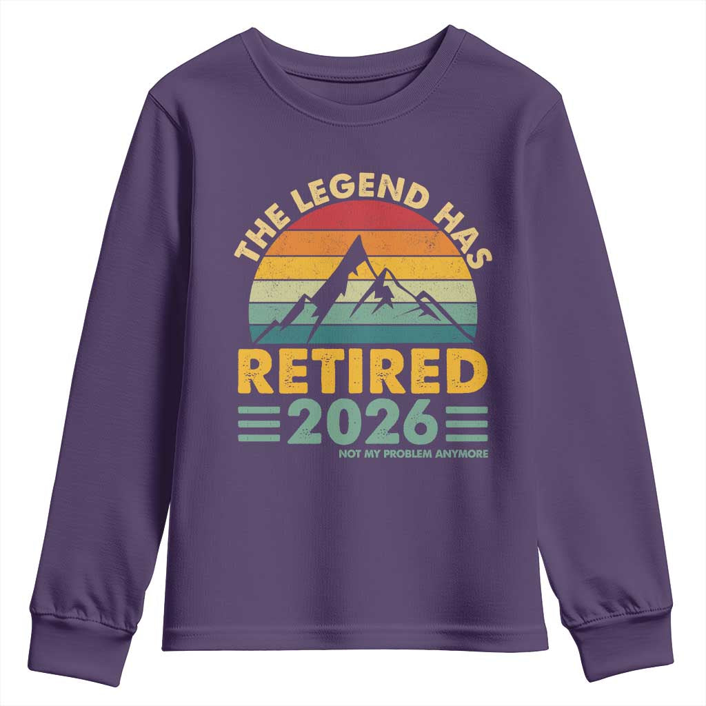 Retired 2026 Not My Problem Anymore Youth Sweatshirt Vintage Retirement Gift TS10 Purple Print Your Wear