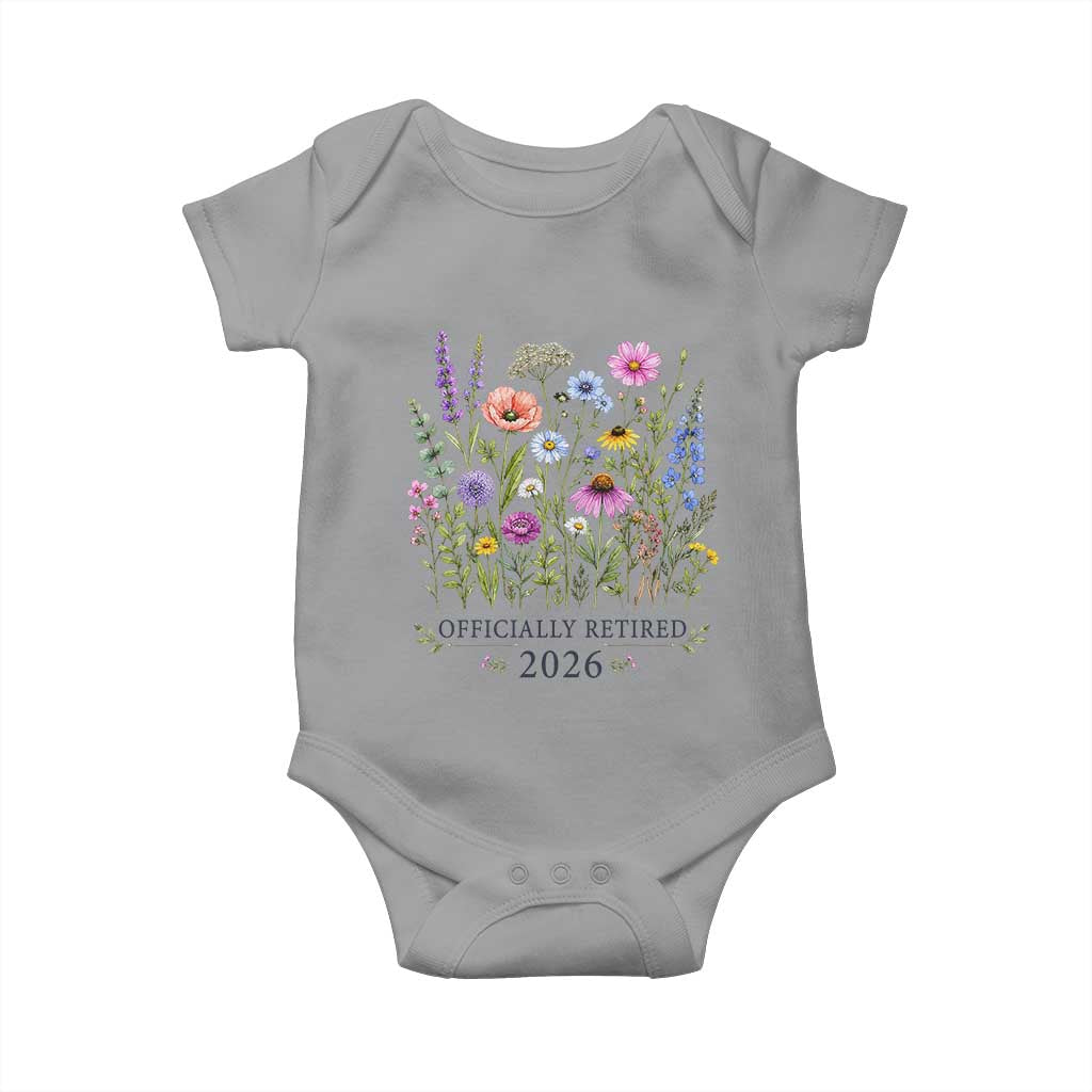 Officially Retired 2026 Wildflowers Botanical Floral Graphic Baby Onesie TS10 Sport Gray Print Your Wear