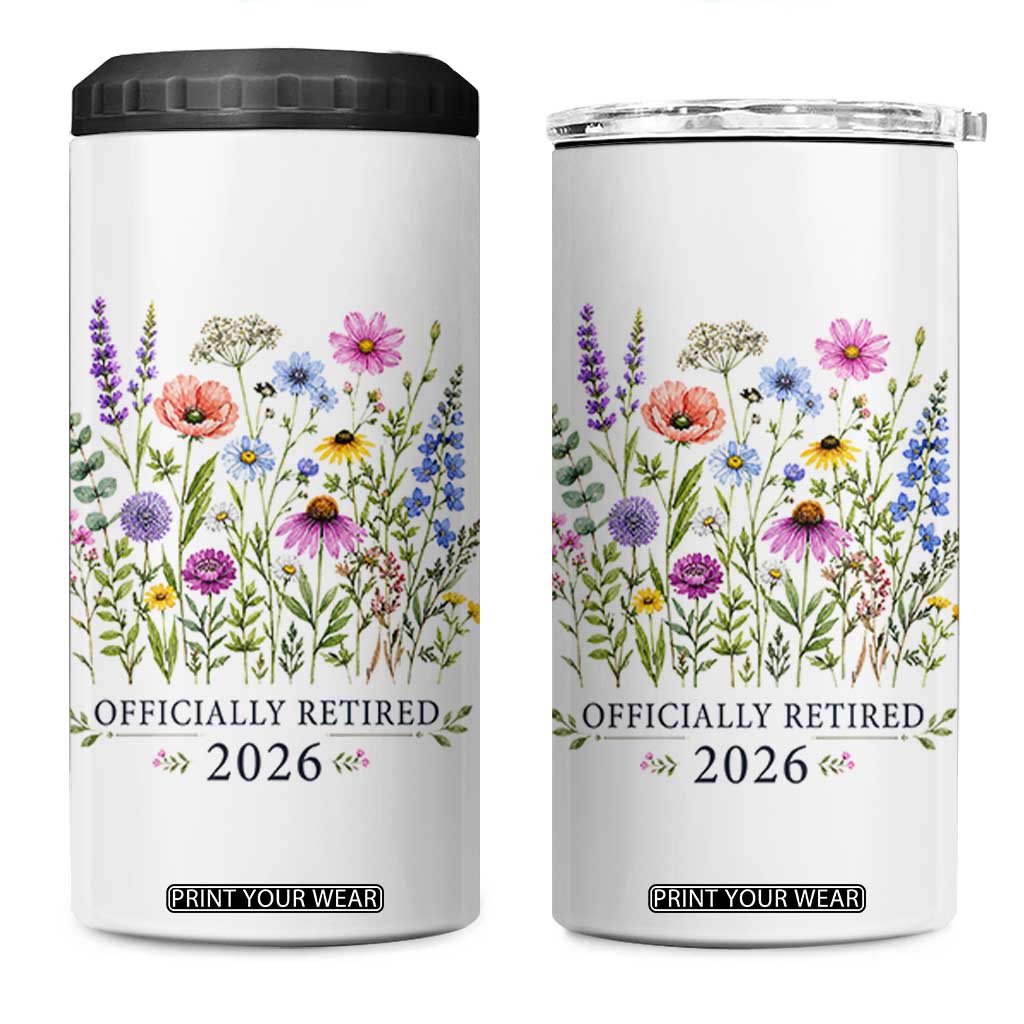 Officially Retired 2026 Wildflowers Botanical Floral Graphic 4 in 1 Can Cooler Tumbler