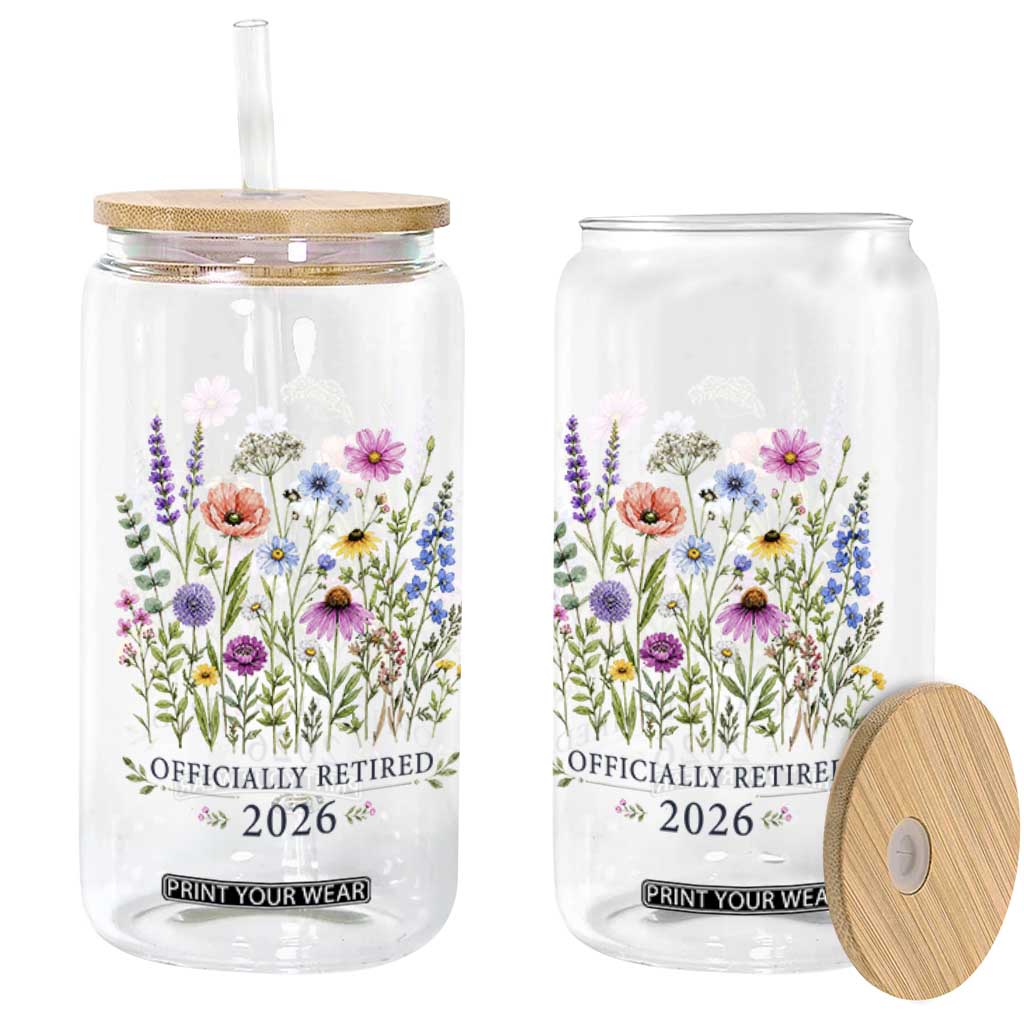 Officially Retired 2026 Wildflowers Botanical Floral Graphic Glass Can