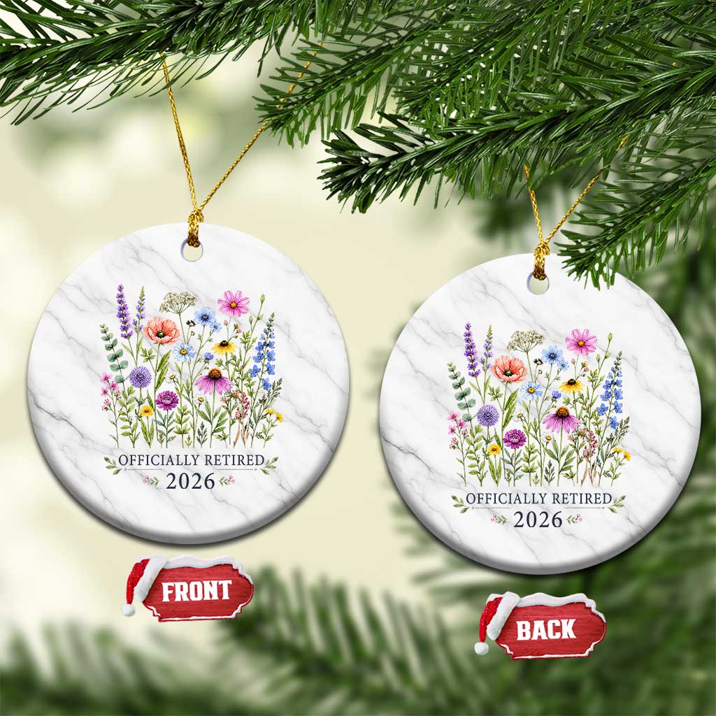 Officially Retired 2026 Wildflowers Botanical Floral Graphic Ceramic Ornament TS10 1pc White Marble Print Your Wear