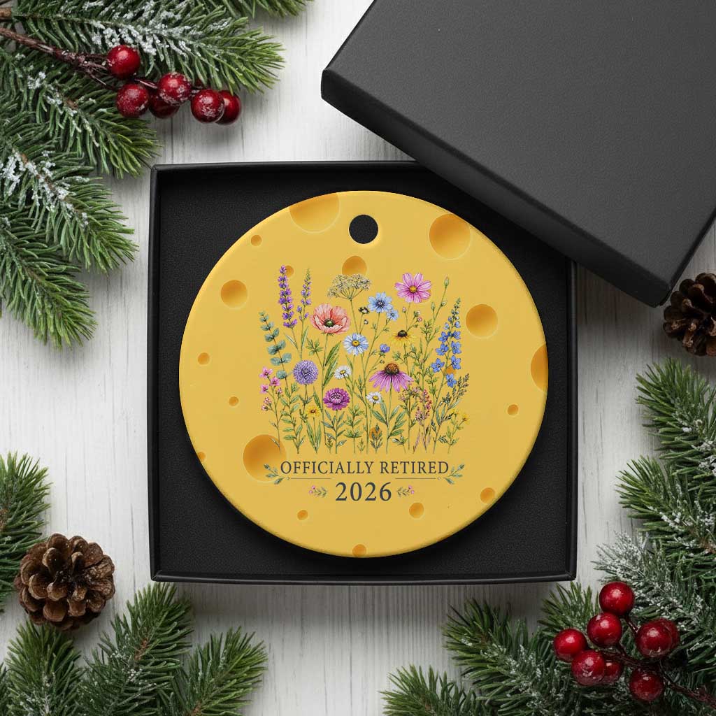 Officially Retired 2026 Wildflowers Botanical Floral Graphic Ceramic Ornament TS10 1pc Yellow Cheese Print Your Wear
