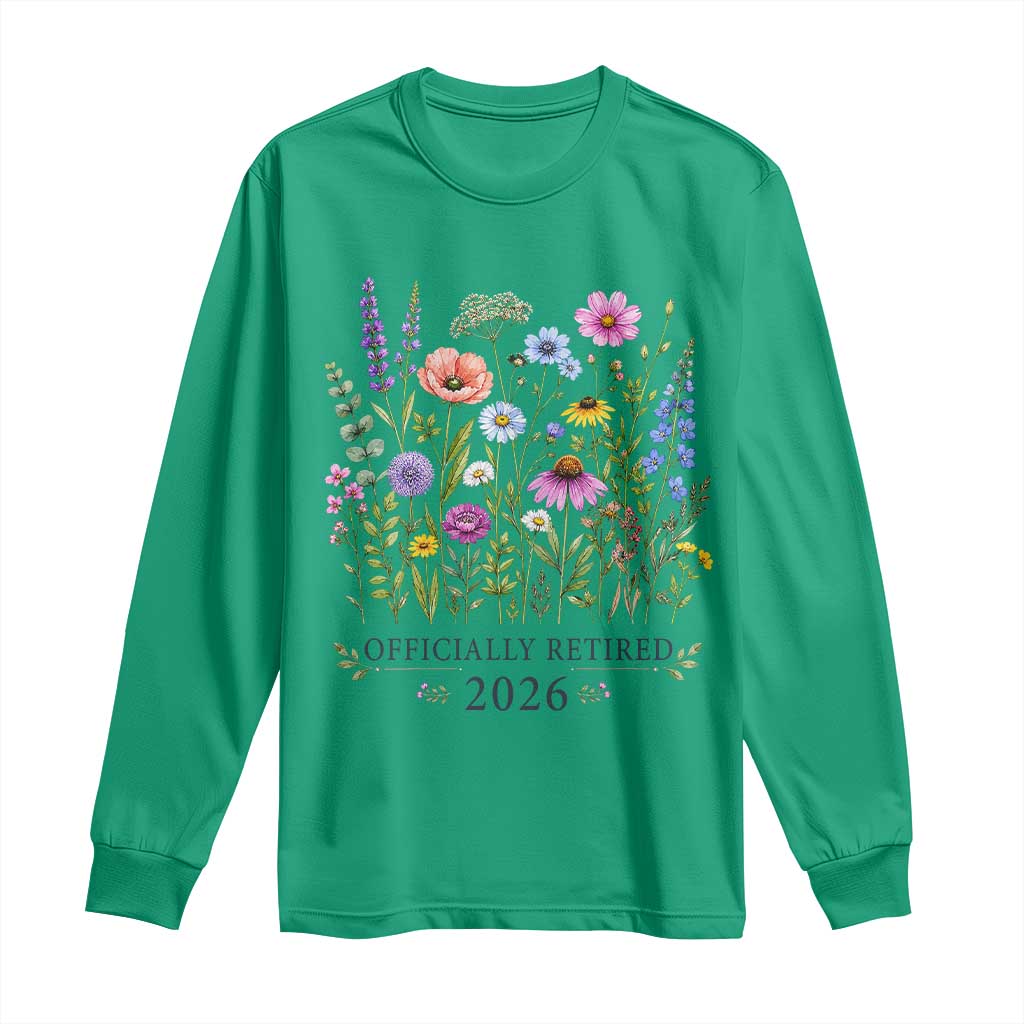 Officially Retired 2026 Wildflowers Botanical Floral Graphic Long Sleeve Shirt TS10 Irish Green Print Your Wear
