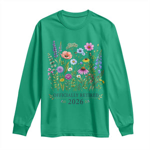 Officially Retired 2026 Wildflowers Botanical Floral Graphic Long Sleeve Shirt TS10 Irish Green Print Your Wear