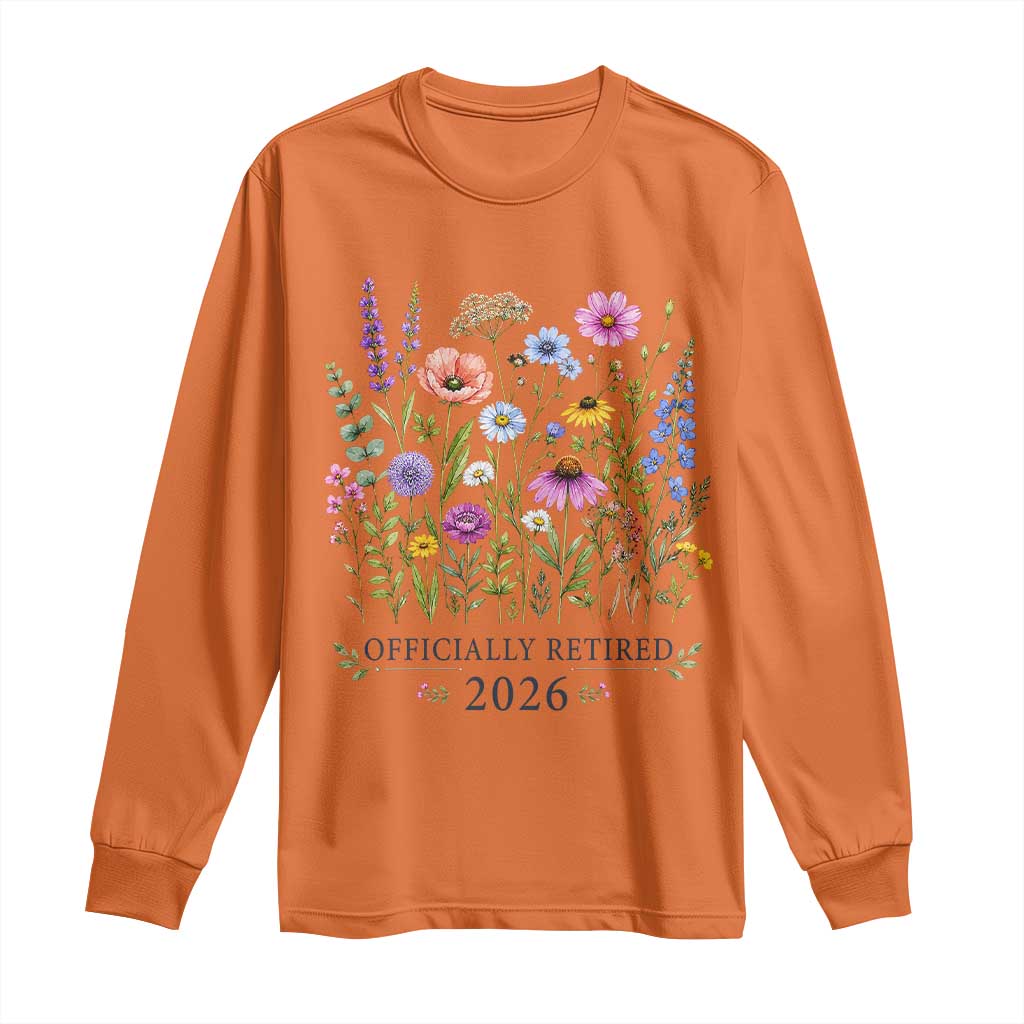 Officially Retired 2026 Wildflowers Botanical Floral Graphic Long Sleeve Shirt TS10 Orange Print Your Wear