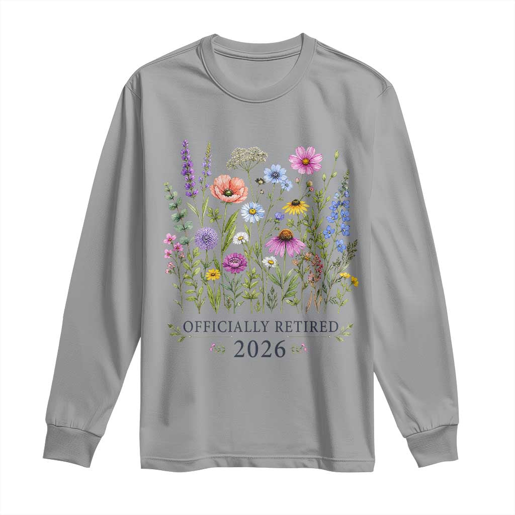 Officially Retired 2026 Wildflowers Botanical Floral Graphic Long Sleeve Shirt TS10 Sport Gray Print Your Wear