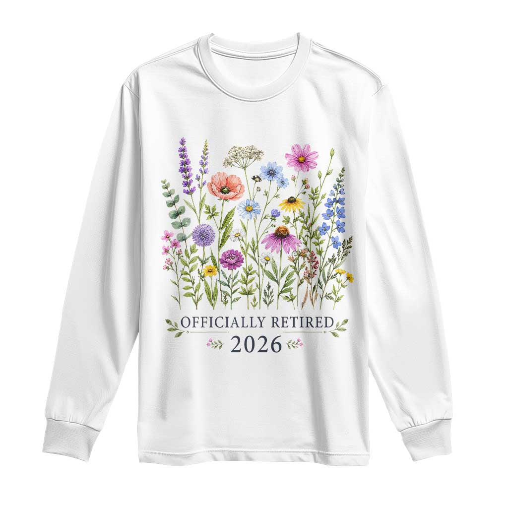 Officially Retired 2026 Wildflowers Botanical Floral Graphic Long Sleeve Shirt TS10 White Print Your Wear