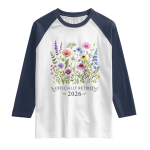 Officially Retired 2026 Wildflowers Botanical Floral Graphic Raglan Shirt TS10 White Navy Print Your Wear