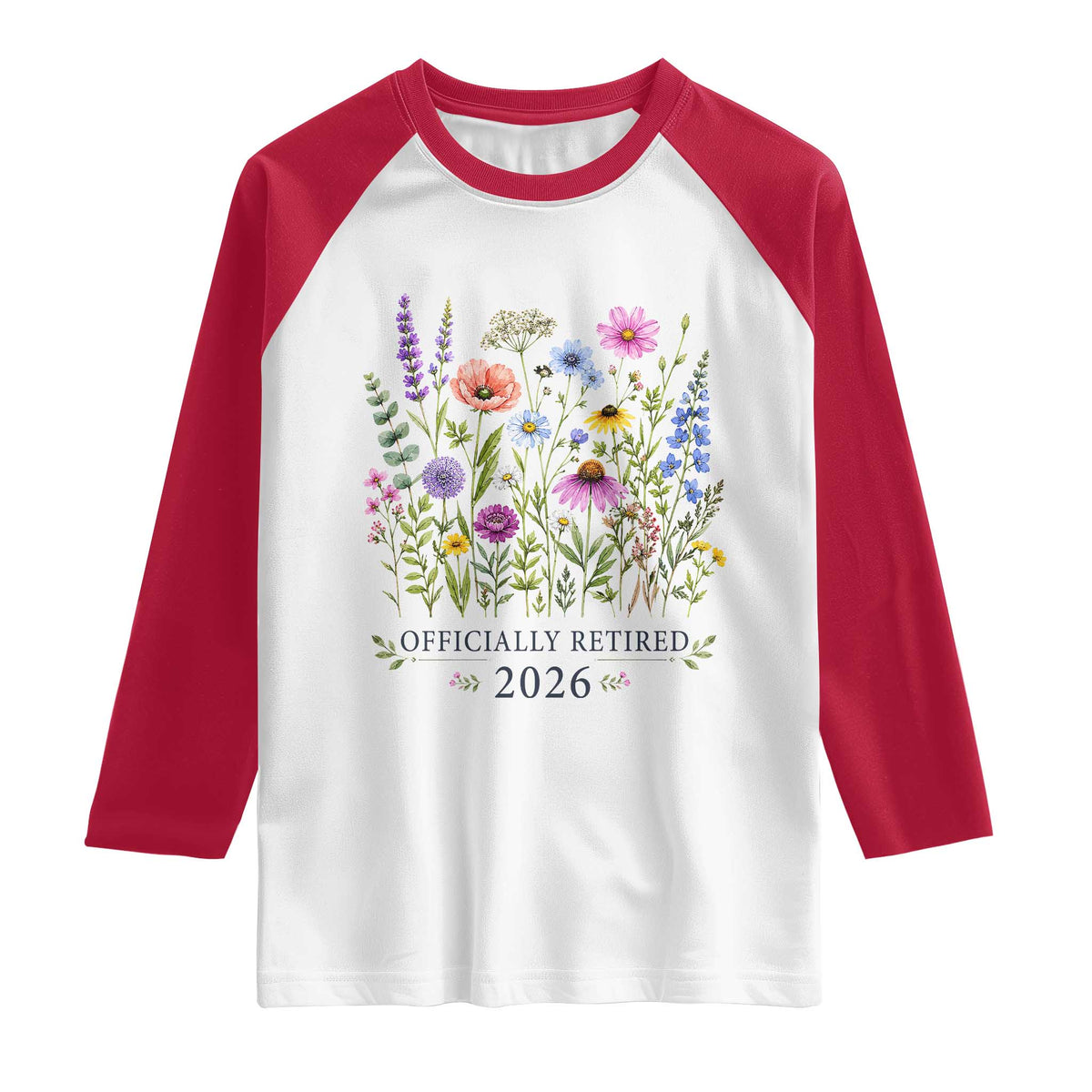 Officially Retired 2026 Wildflowers Botanical Floral Graphic Raglan Shirt TS10 White Red Print Your Wear