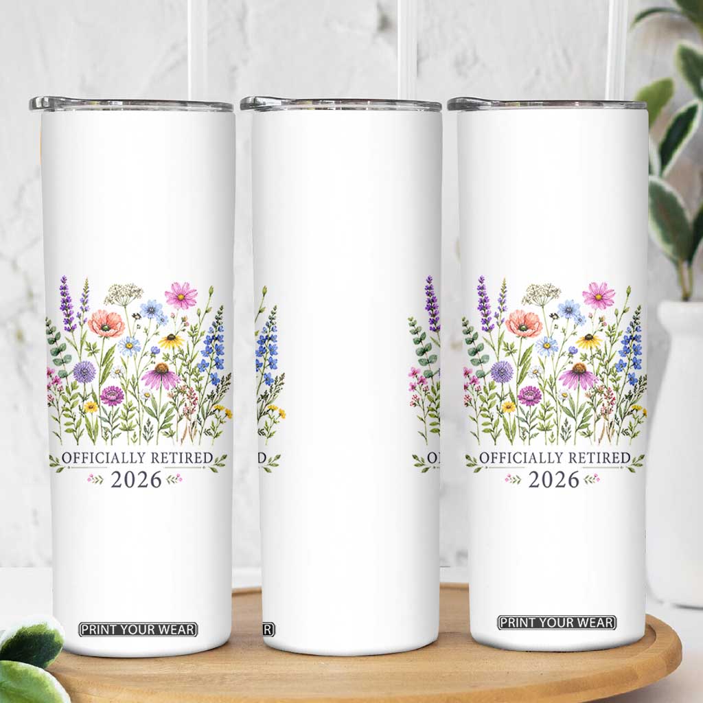 Officially Retired 2026 Wildflowers Botanical Floral Graphic Skinny Tumbler