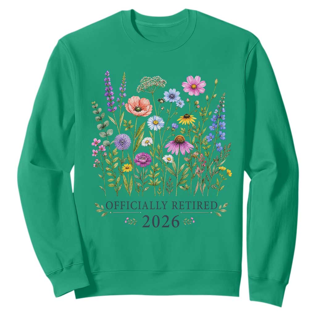 Officially Retired 2026 Wildflowers Botanical Floral Graphic Sweatshirt TS10 Irish Green Print Your Wear