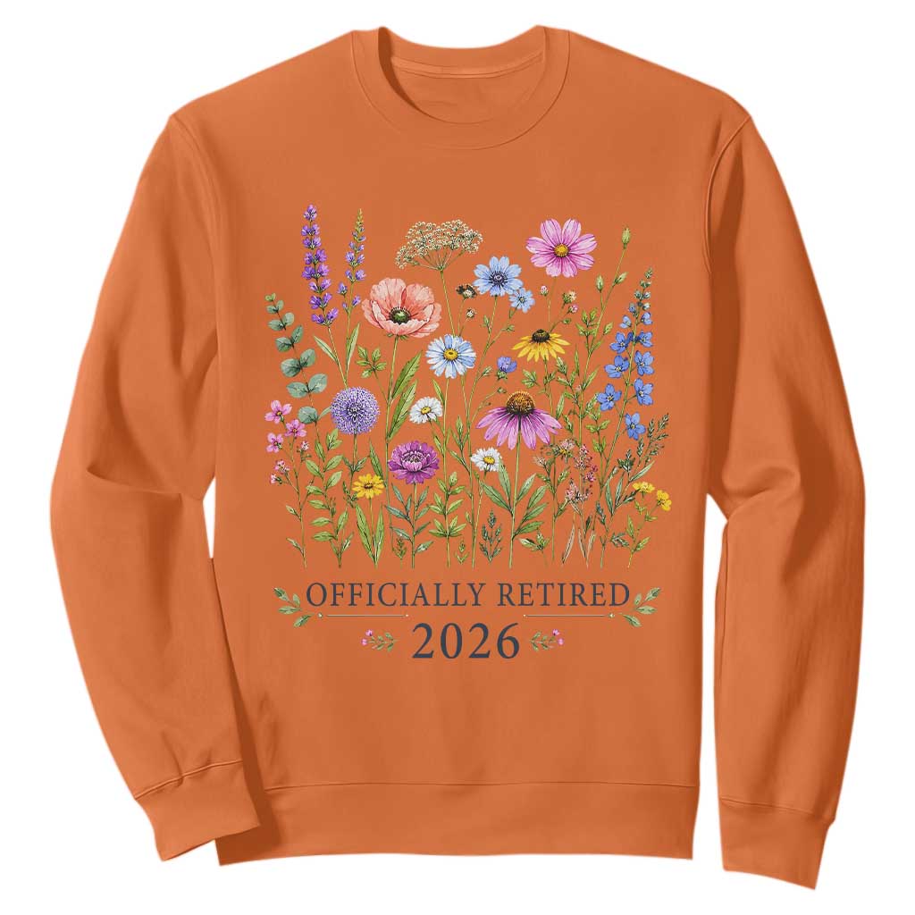 Officially Retired 2026 Wildflowers Botanical Floral Graphic Sweatshirt TS10 Orange Print Your Wear