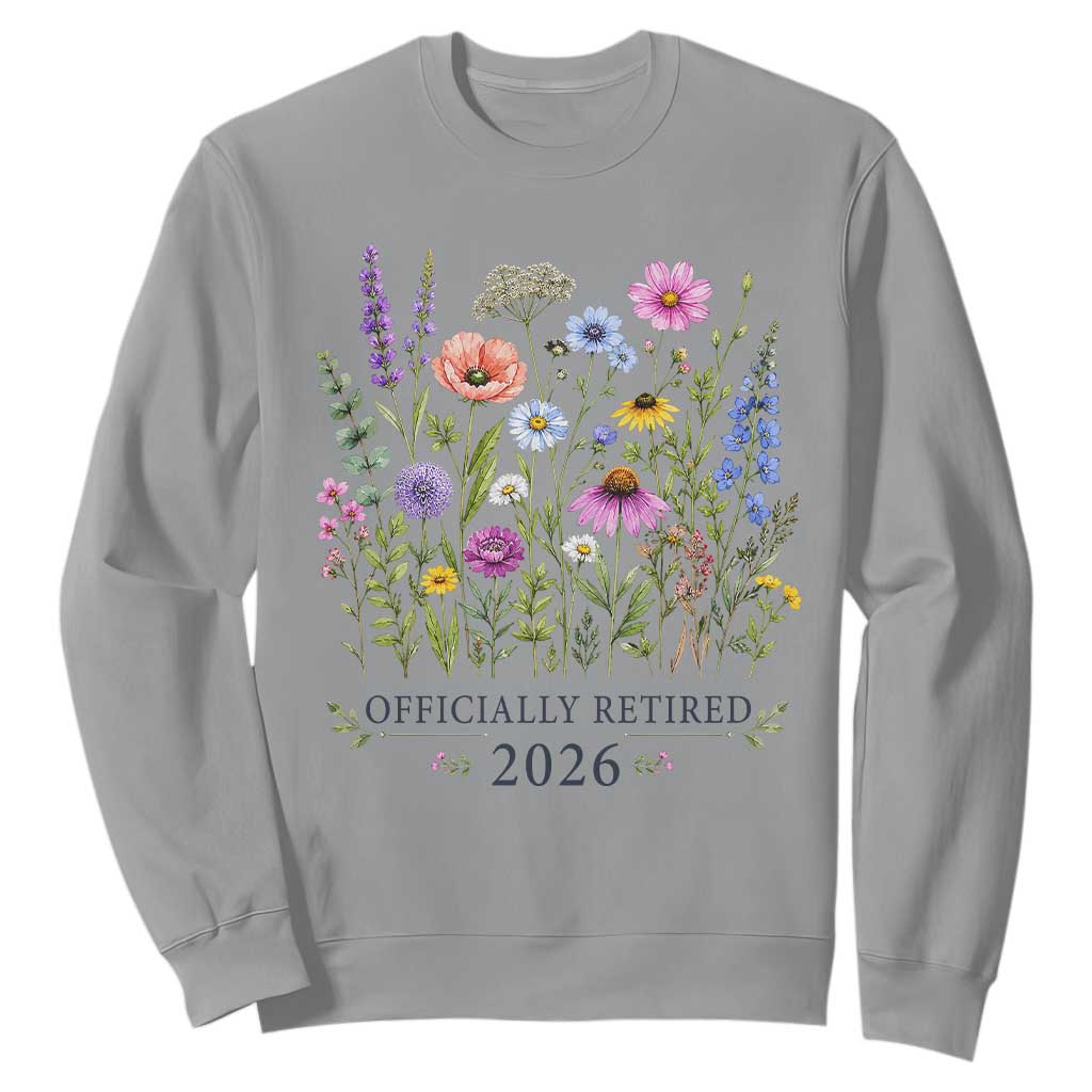 Officially Retired 2026 Wildflowers Botanical Floral Graphic Sweatshirt TS10 Sport Gray Print Your Wear