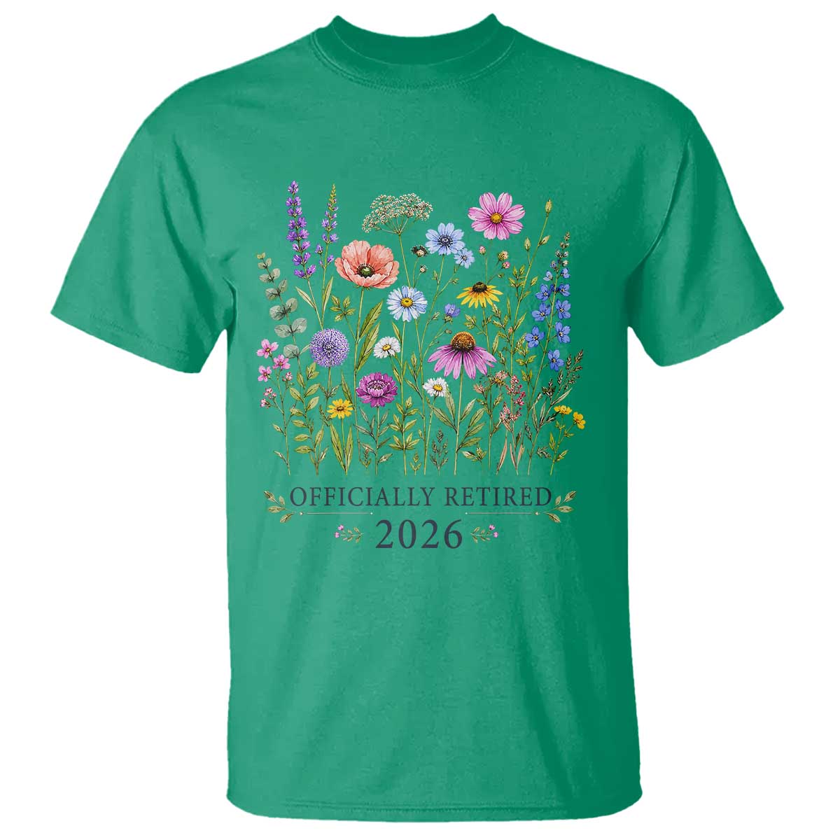 Officially Retired 2026 Wildflowers Botanical Floral Graphic T Shirt TS10 Irish Green Print Your Wear