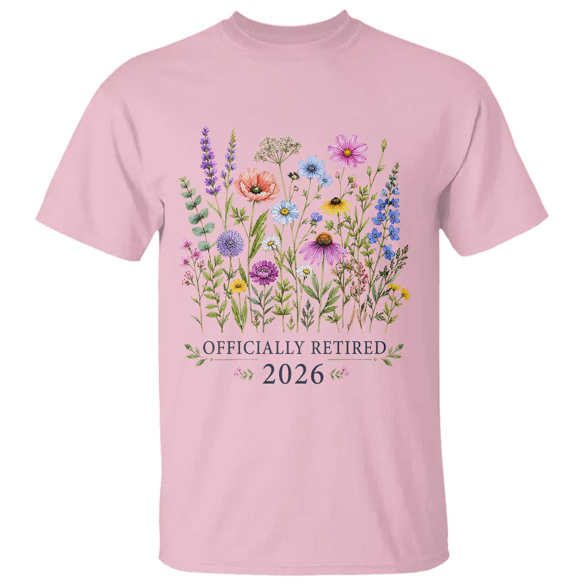 Officially Retired 2026 Wildflowers Botanical Floral Graphic T Shirt TS10 Light Pink Print Your Wear