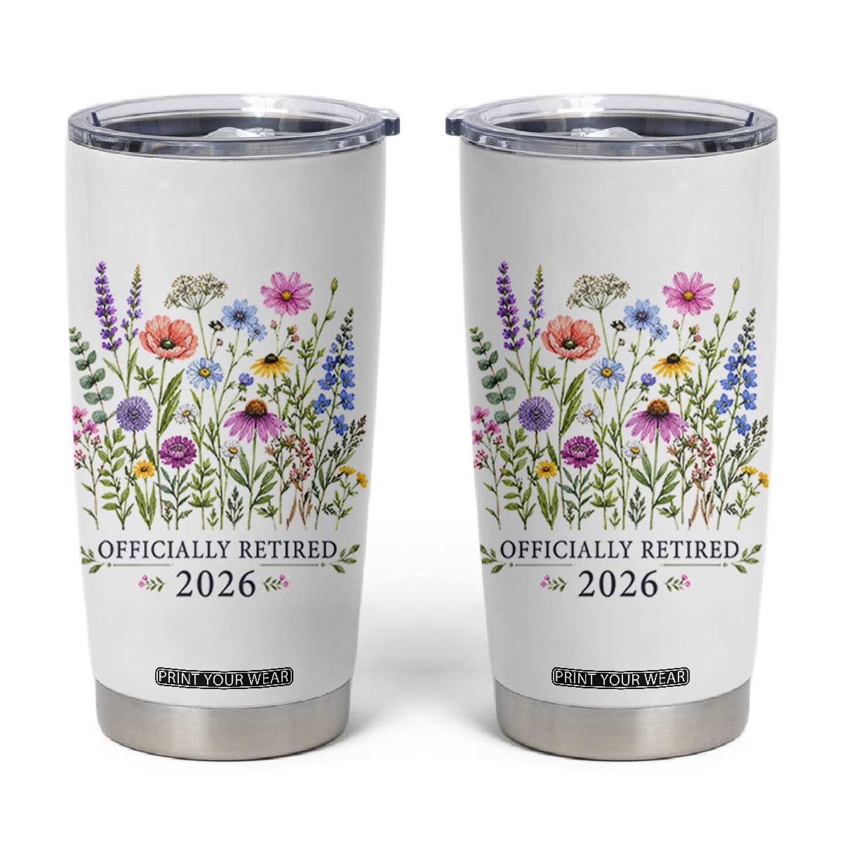 Officially Retired 2026 Wildflowers Botanical Floral Graphic Tumbler Cup TS10 White Print Your Wear