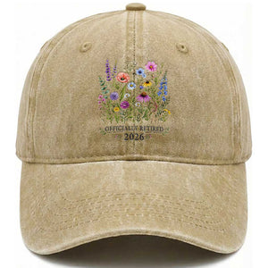 Officially Retired 2026 Wildflowers Botanical Floral Graphic Washed Cotton Baseball Cap
