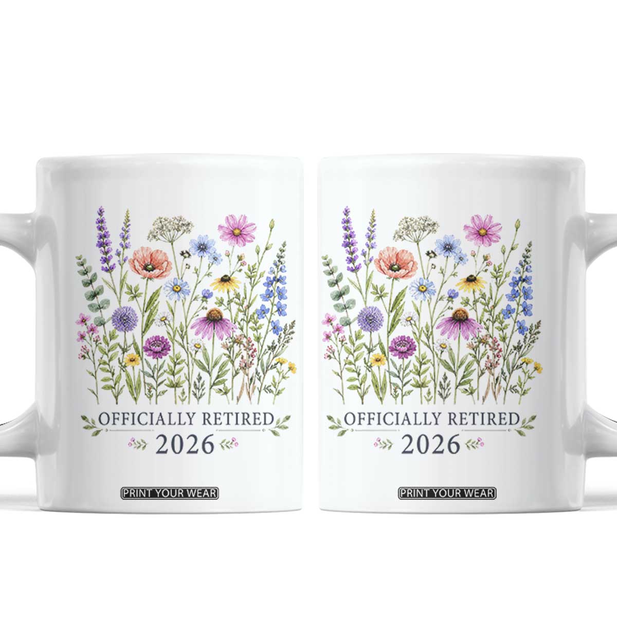 Officially Retired 2026 Wildflowers Botanical Floral Graphic Coffee Mug TS10 White Print Your Wear