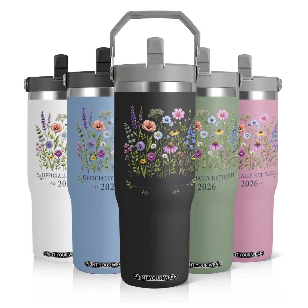 Officially Retired 2026 Wildflowers Botanical Floral Graphic Flip Straw Tumbler