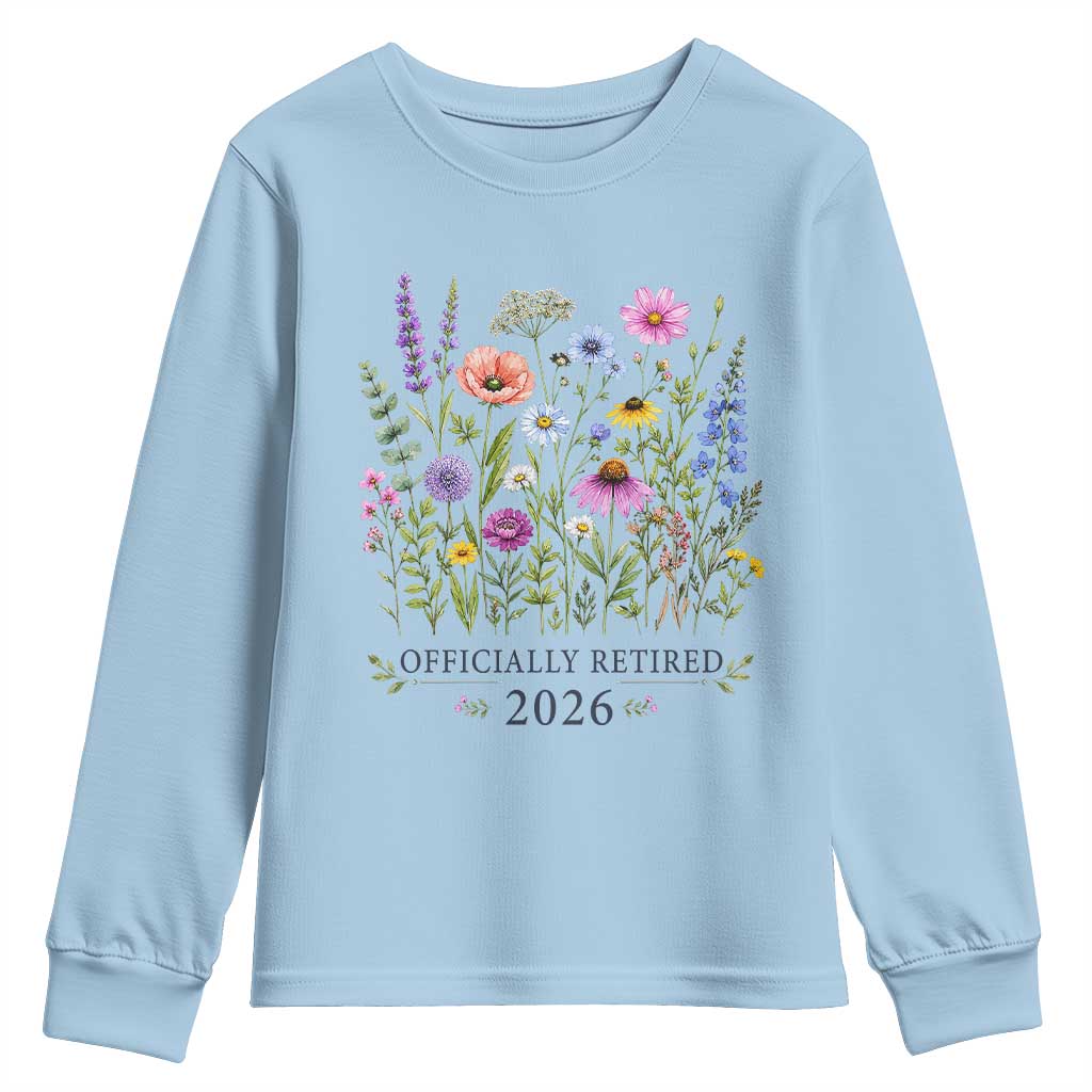 Officially Retired 2026 Wildflowers Botanical Floral Graphic Youth Sweatshirt TS10 Light Blue Print Your Wear
