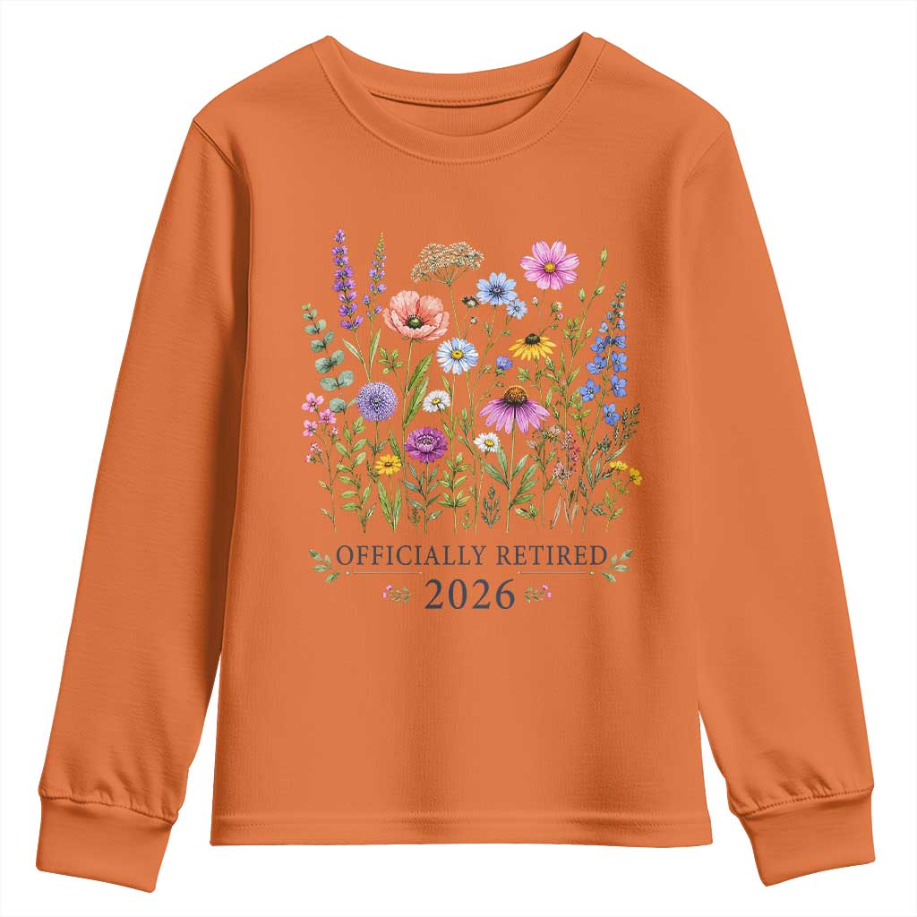 Officially Retired 2026 Wildflowers Botanical Floral Graphic Youth Sweatshirt TS10 Orange Print Your Wear