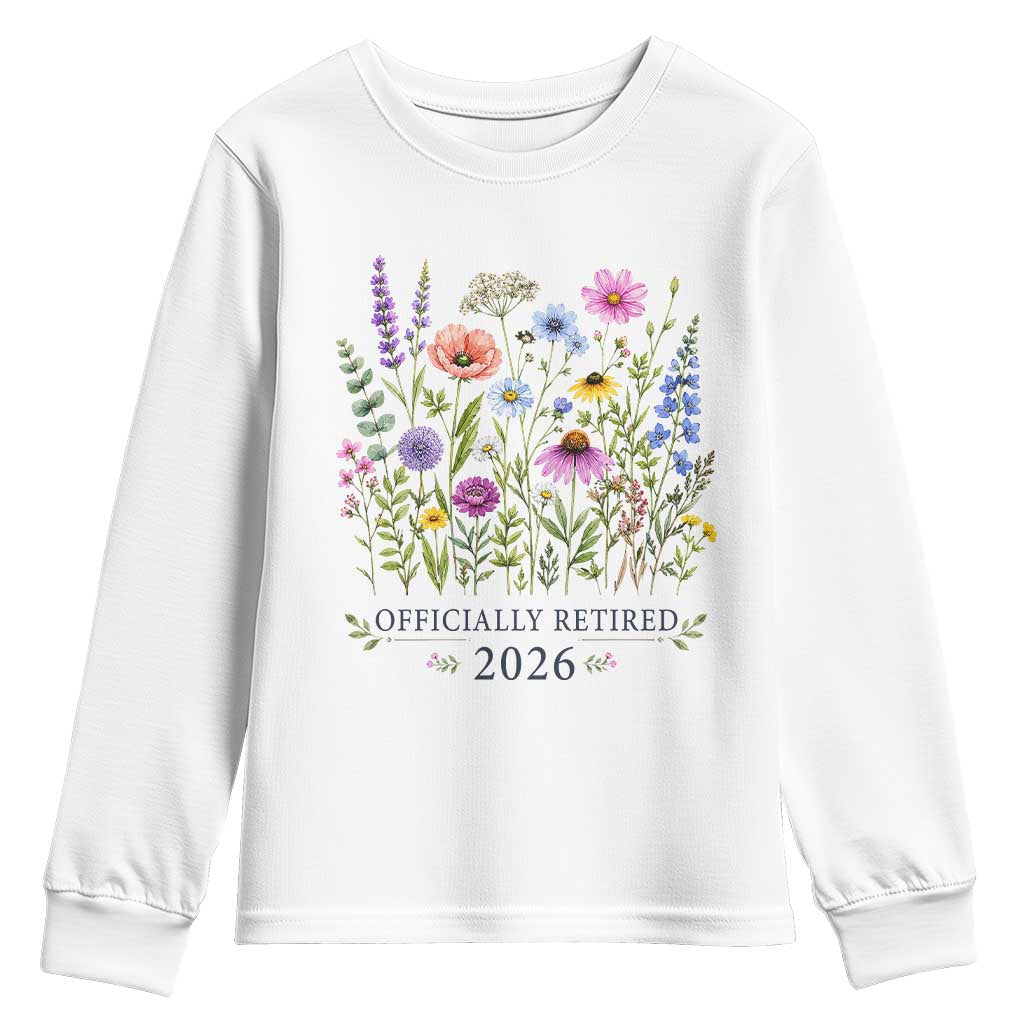 Officially Retired 2026 Wildflowers Botanical Floral Graphic Youth Sweatshirt TS10 White Print Your Wear