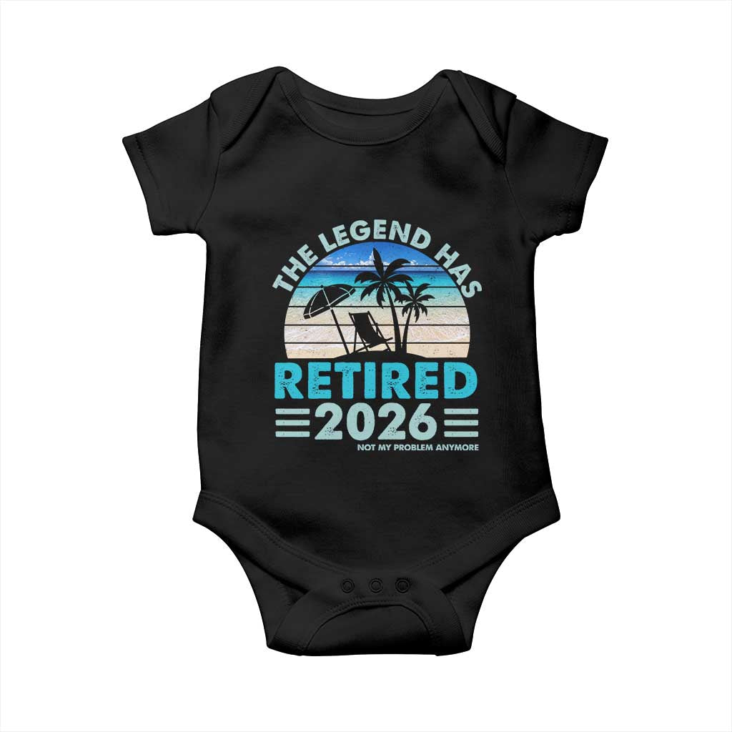The Legend Has Retired 2026 Baby Onesie Vintage Tropical Beach Sunset Graphic Ocean Vibes TS10 Black Print Your Wear