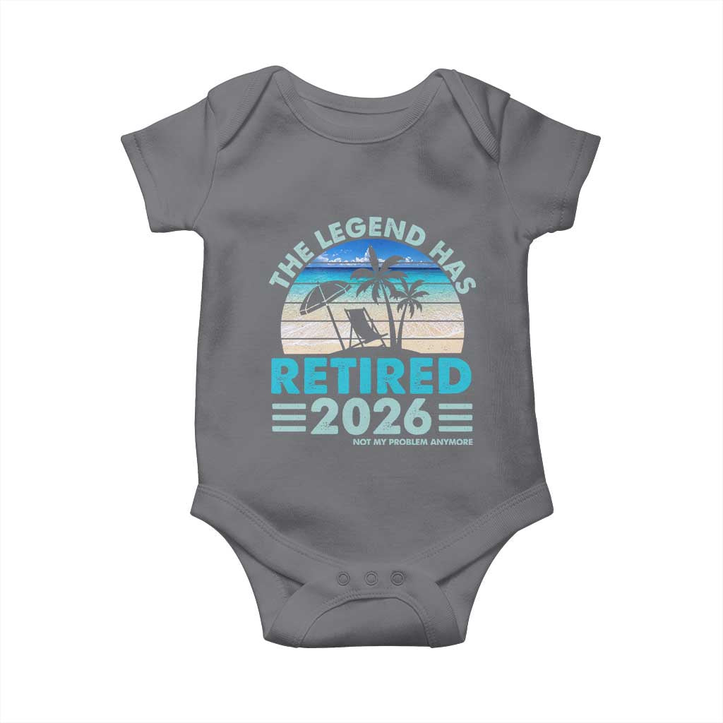 The Legend Has Retired 2026 Baby Onesie Vintage Tropical Beach Sunset Graphic Ocean Vibes TS10 Charcoal Print Your Wear