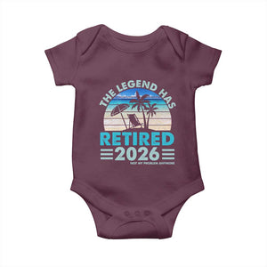 The Legend Has Retired 2026 Baby Onesie Vintage Tropical Beach Sunset Graphic Ocean Vibes TS10 Maroon Print Your Wear