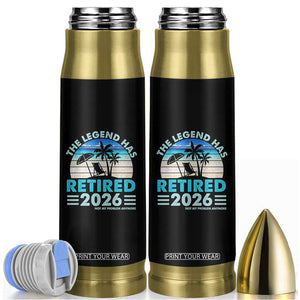 The Legend Has Retired 2026 Bullet Tumbler Vintage Tropical Beach Sunset Graphic Ocean Vibes TS10 Black Print Your Wear