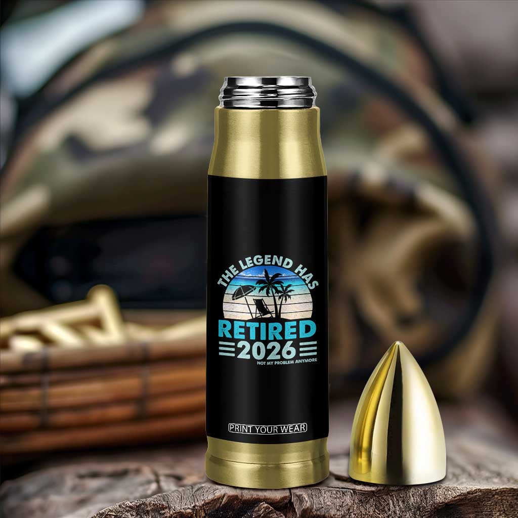 The Legend Has Retired 2026 Bullet Tumbler Vintage Tropical Beach Sunset Graphic Ocean Vibes TS10 Print Your Wear