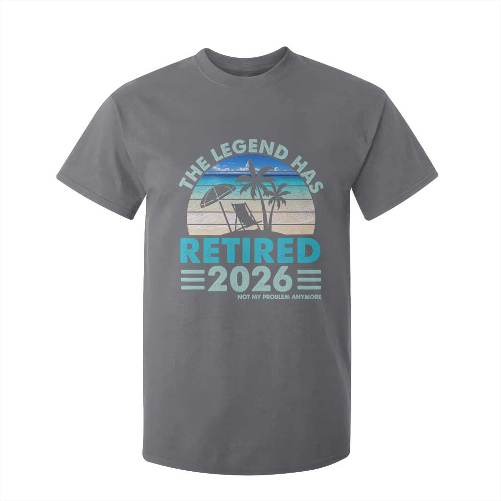 The Legend Has Retired 2026 T Shirt For Kid Vintage Tropical Beach Sunset Graphic Ocean Vibes TS10 Charcoal Print Your Wear
