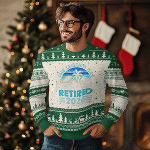 The Legend Has Retired 2026 Ugly Christmas Sweater Vintage Tropical Beach Sunset Graphic Ocean Vibes TS10 Beige Green Print Your Wear