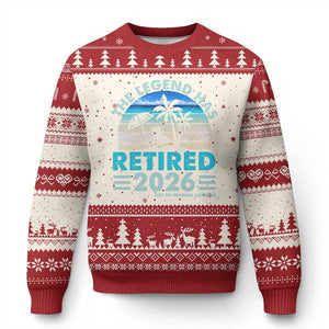 The Legend Has Retired 2026 Ugly Christmas Sweater Vintage Tropical Beach Sunset Graphic Ocean Vibes TS10 Beige Red Print Your Wear