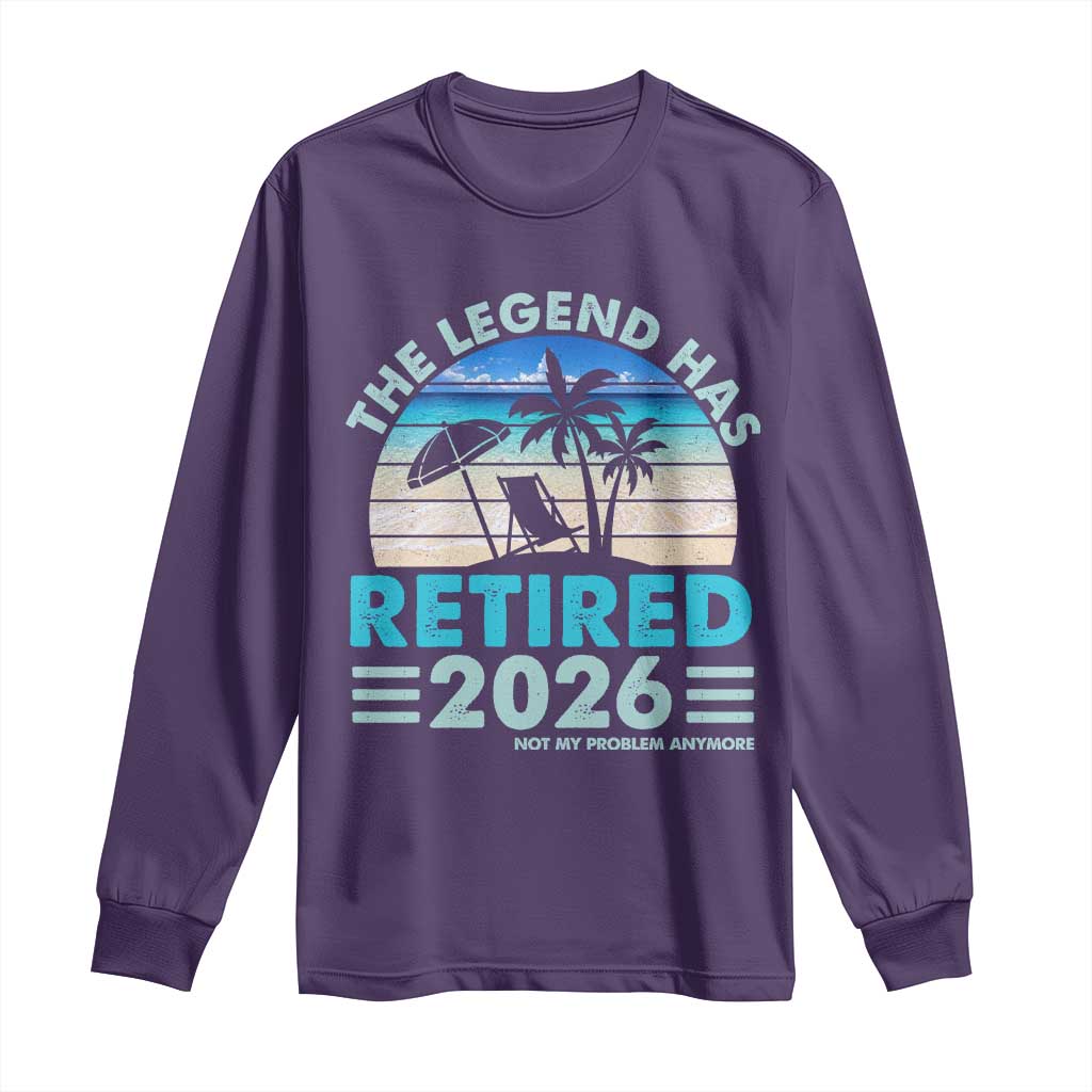 The Legend Has Retired 2026 Long Sleeve Shirt Vintage Tropical Beach Sunset Graphic Ocean Vibes TS10 Purple Print Your Wear