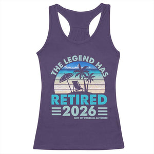 The Legend Has Retired 2026 Racerback Tank Top Vintage Tropical Beach Sunset Graphic Ocean Vibes TS10 Purple Print Your Wear