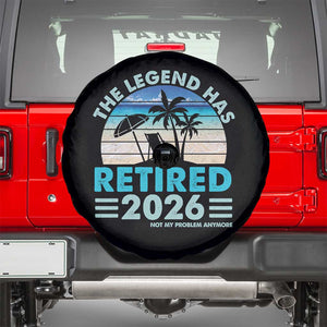 The Legend Has Retired 2026 Spare Tire Cover Vintage Tropical Beach Sunset Graphic Ocean Vibes TS10
