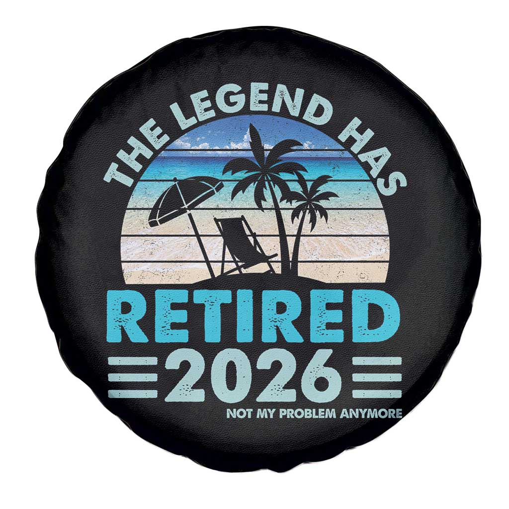 The Legend Has Retired 2026 Spare Tire Cover Vintage Tropical Beach Sunset Graphic Ocean Vibes TS10