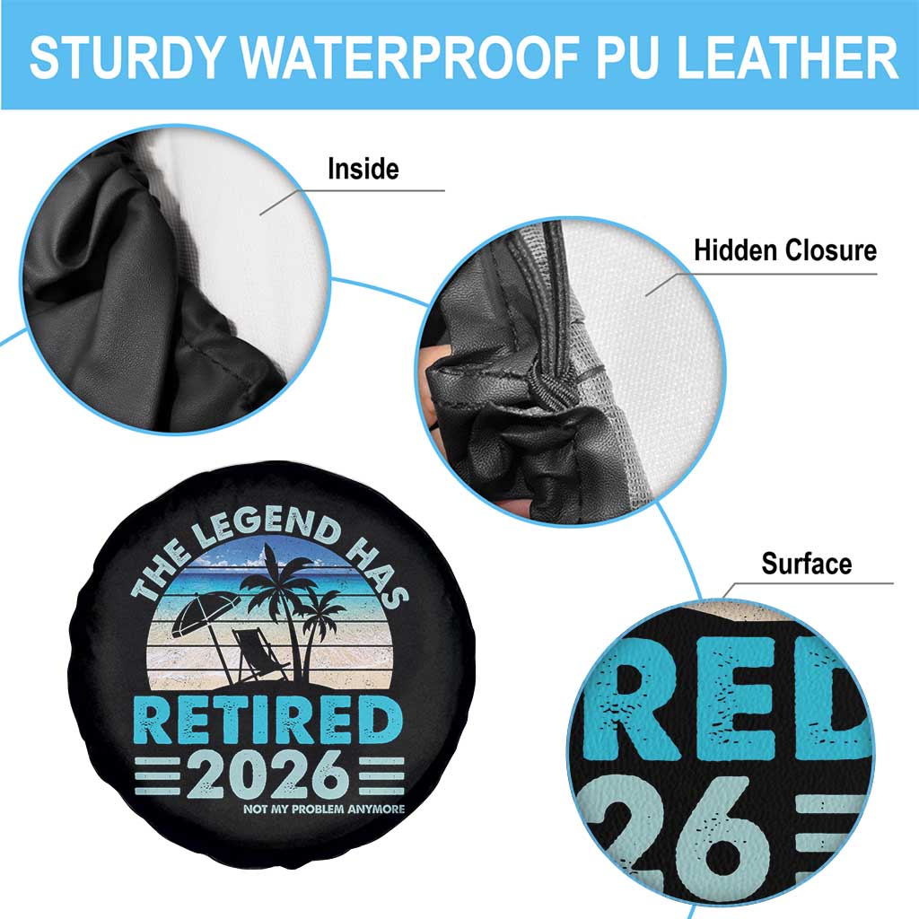 The Legend Has Retired 2026 Spare Tire Cover Vintage Tropical Beach Sunset Graphic Ocean Vibes TS10